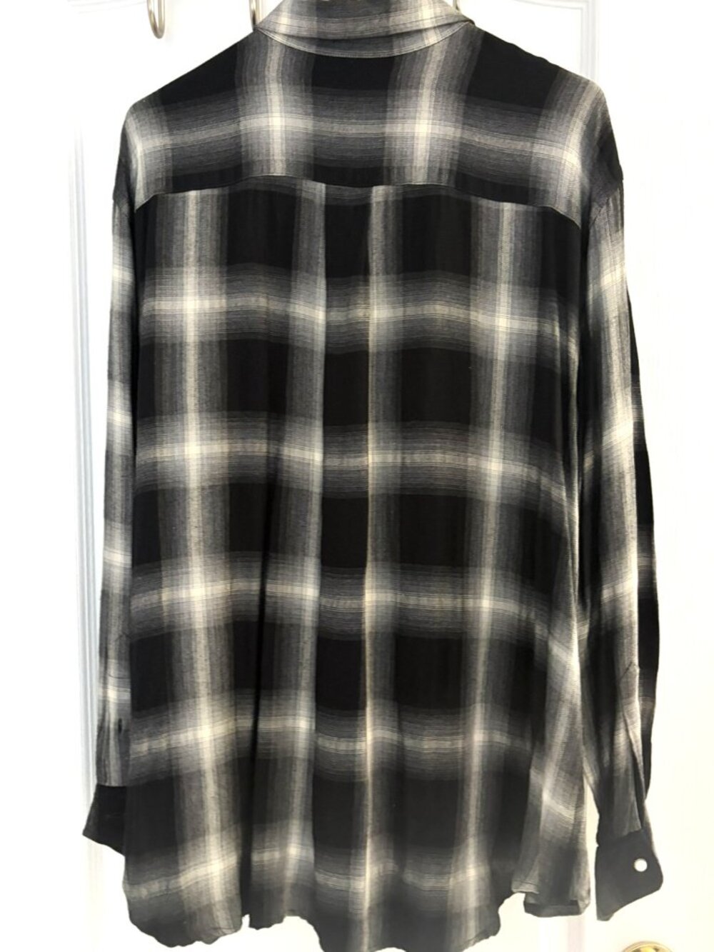 Ralph Lauren Black Gray Plaid Soft Long Sleeve Blouse Size 2X - Picture 4 of 4